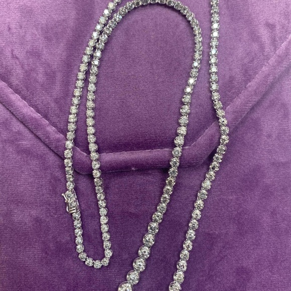 18k white gold 14ct diamond tennis necklace - Picture 1 of 11